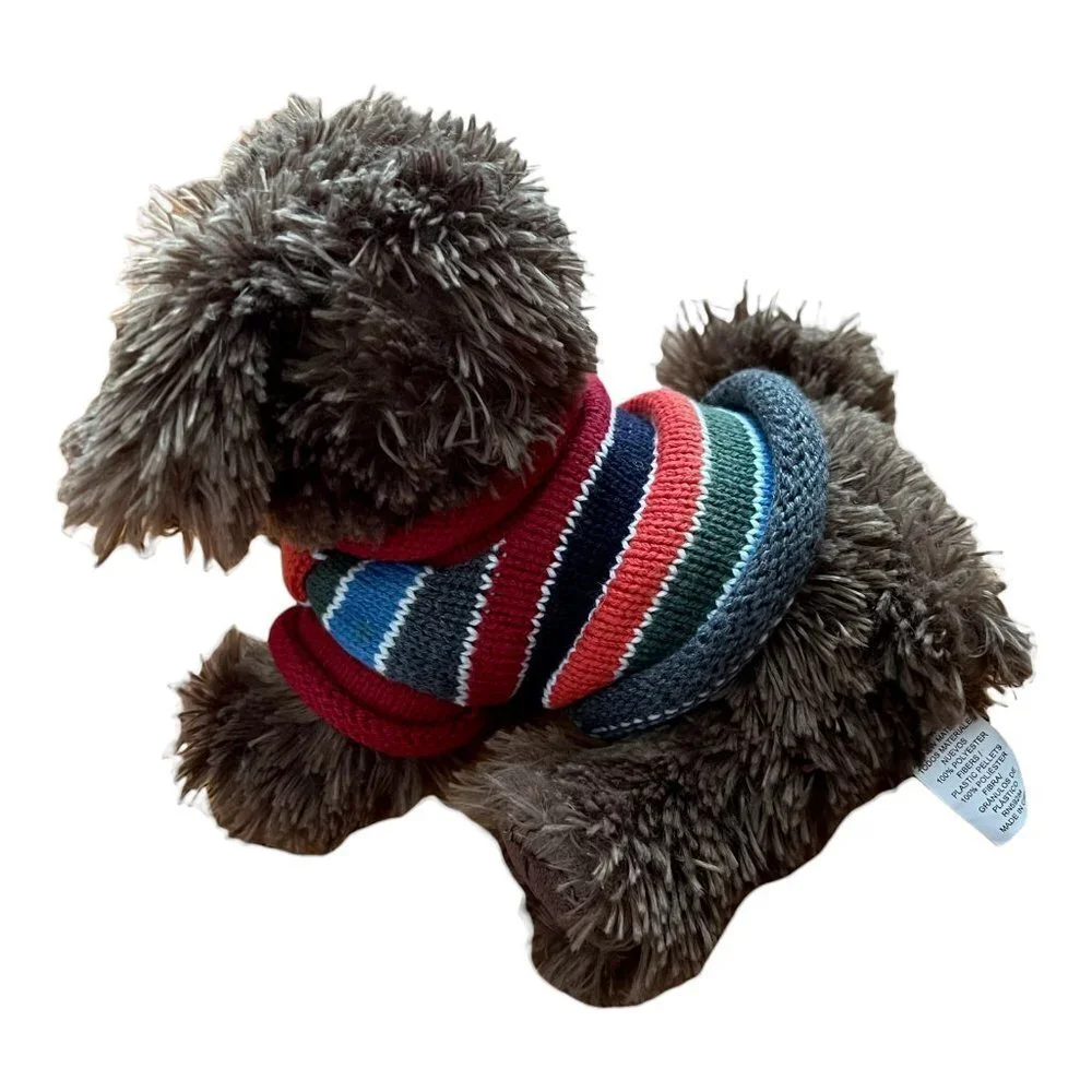 The Children's Place Dog Plush Fuzzy Puppy Striped Sweater‎ Brown Stuffed Animal